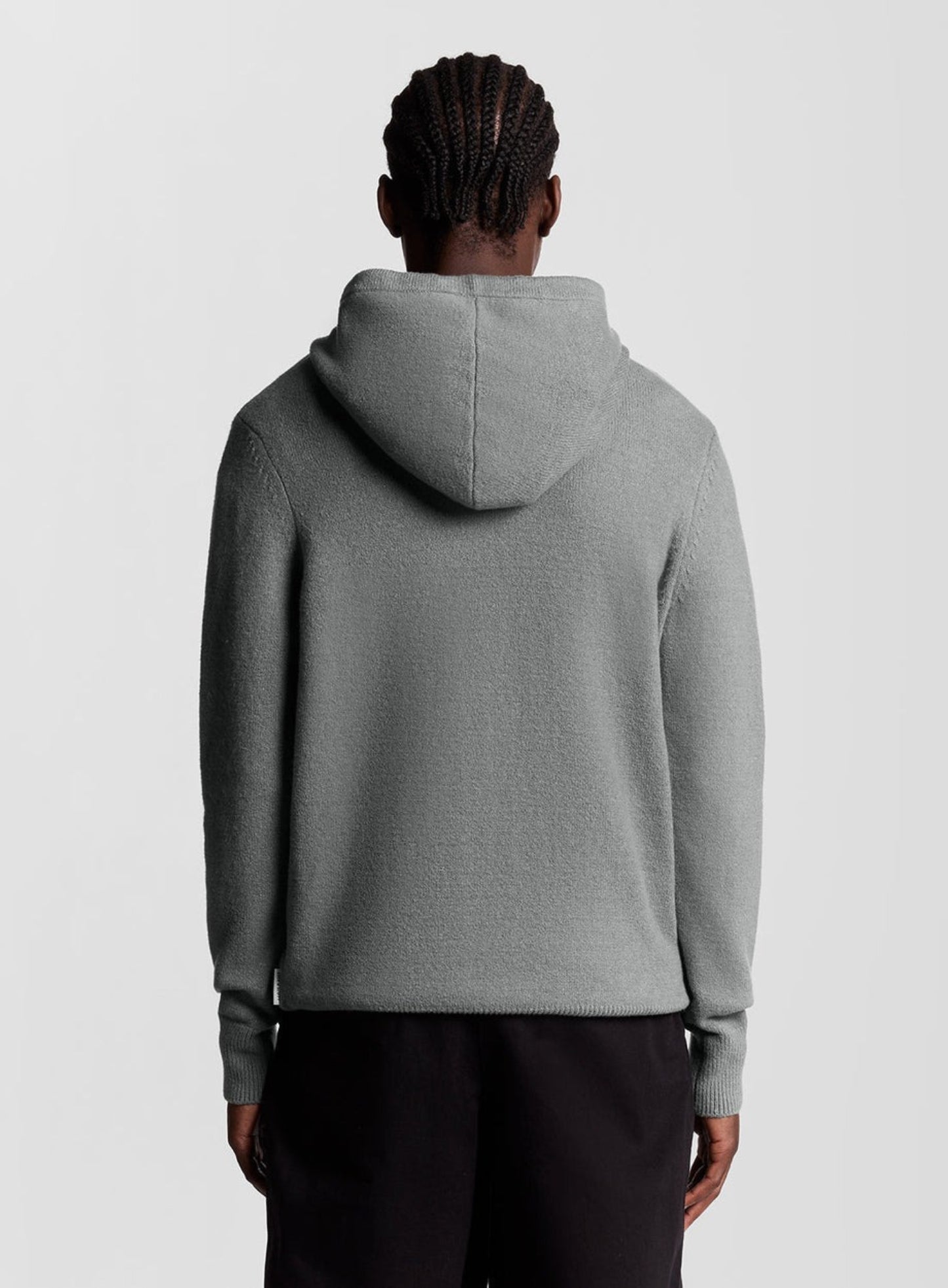 LYLE & SCOTT Script Knitted Hoodie Mid Grey Marl