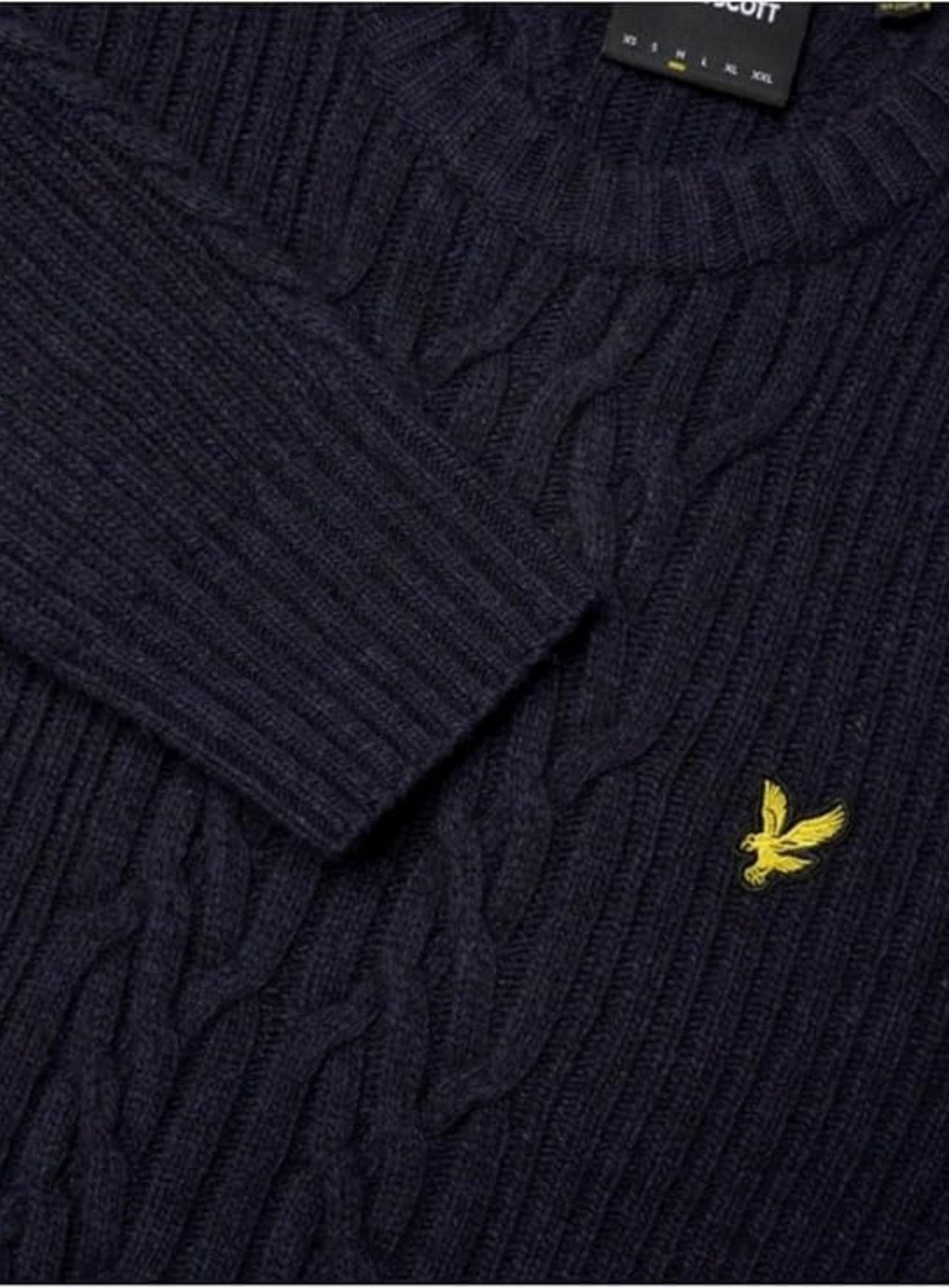 LYLE & SCOTT Ribbed Cable Knit Jumper Dark Navy Marl