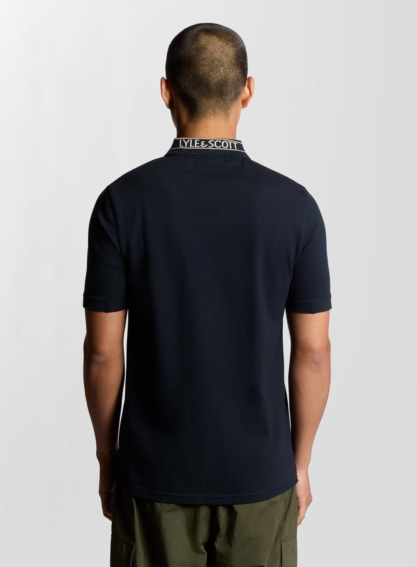 LYLE & SCOTT Collar Logo Ribbed Polo Shirt Dark Navy