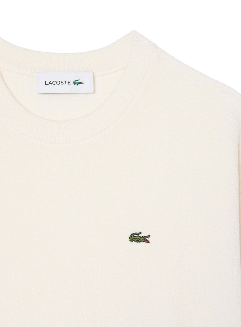 LACOSTE WOMEN Relaxed Fit Cotton Crew Neck Sweater White