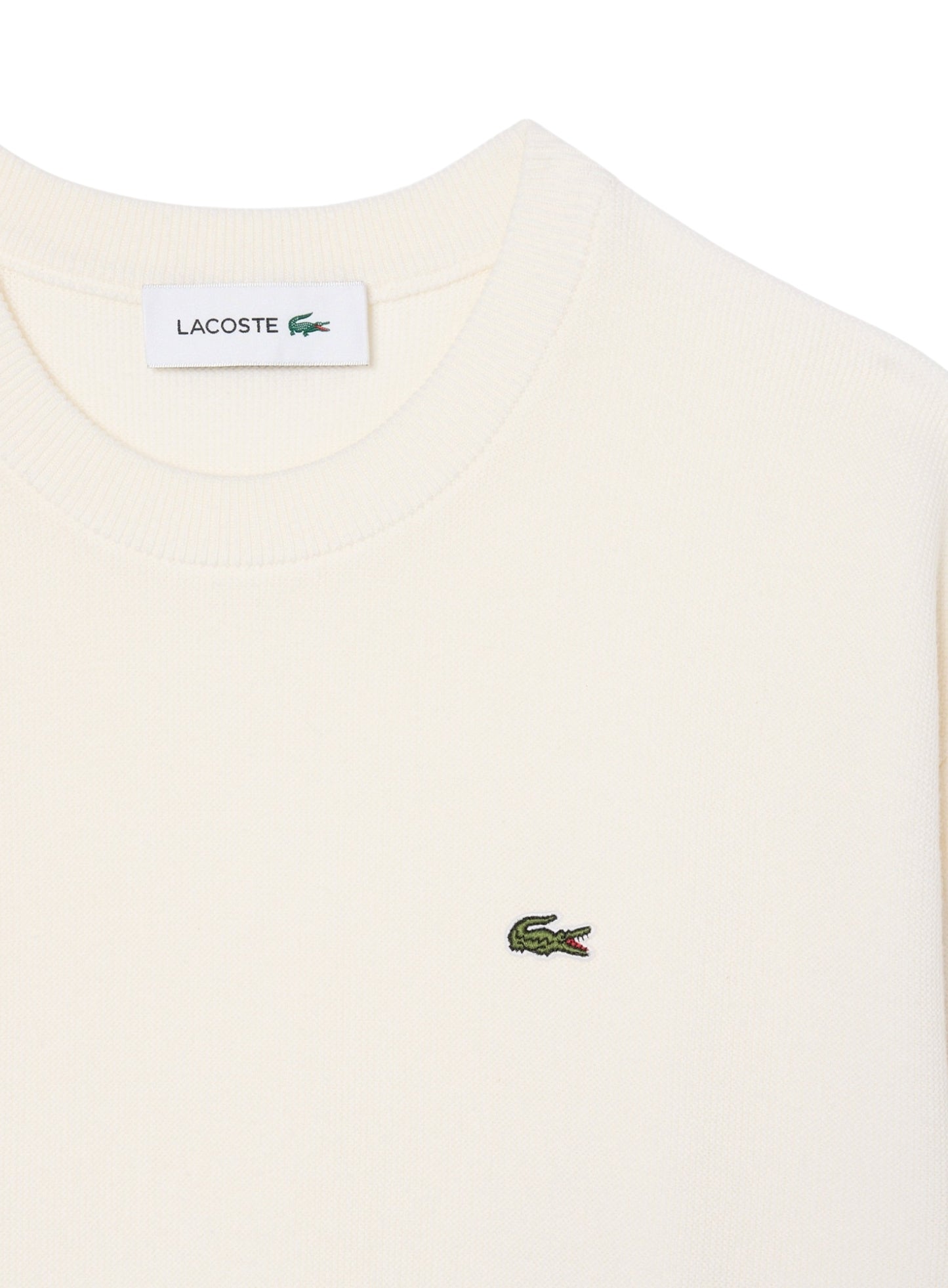 LACOSTE WOMEN Relaxed Fit Cotton Crew Neck Sweater White