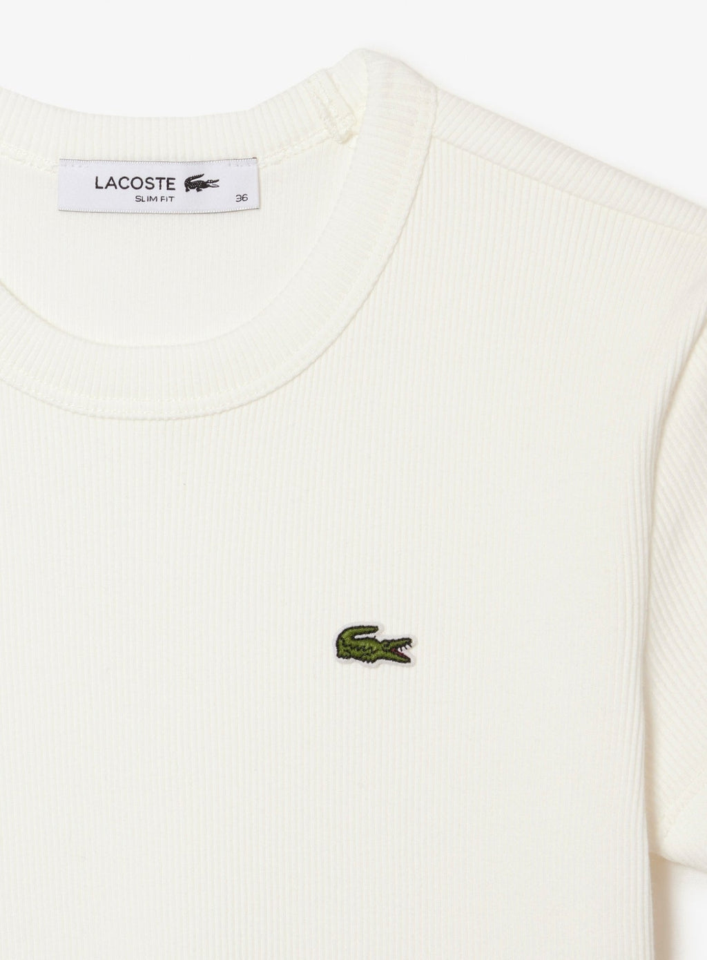 LACOSTE WOMEN Slim Fit Ribbed Cotton T-shirt White