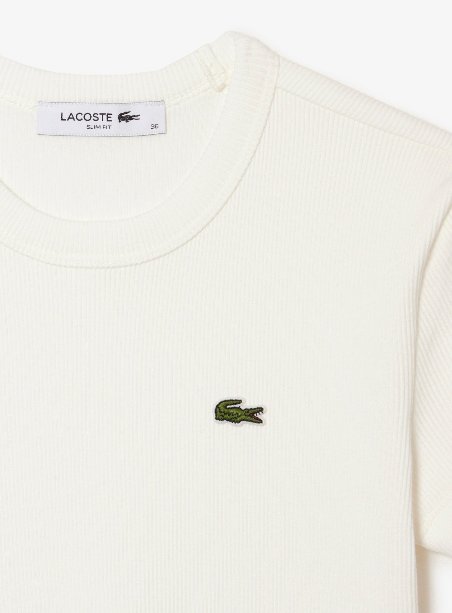 LACOSTE WOMEN Slim Fit Ribbed Cotton T-shirt White