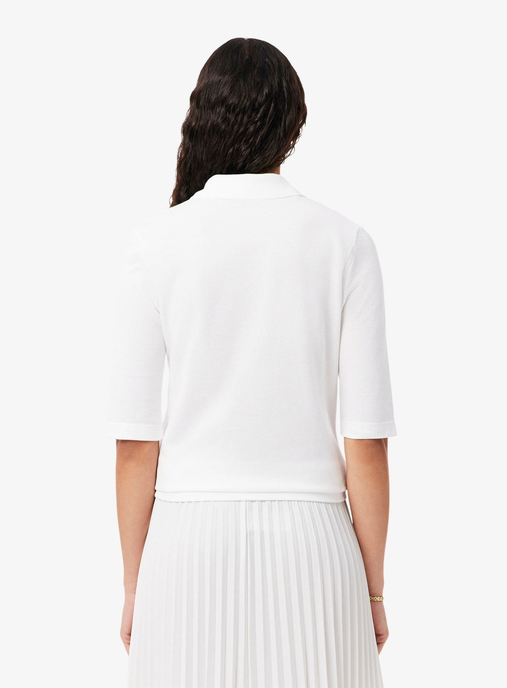 LACOSTE WOMEN Slim Fit L.12.D Three Quarter Sleeve Polo Shirt White