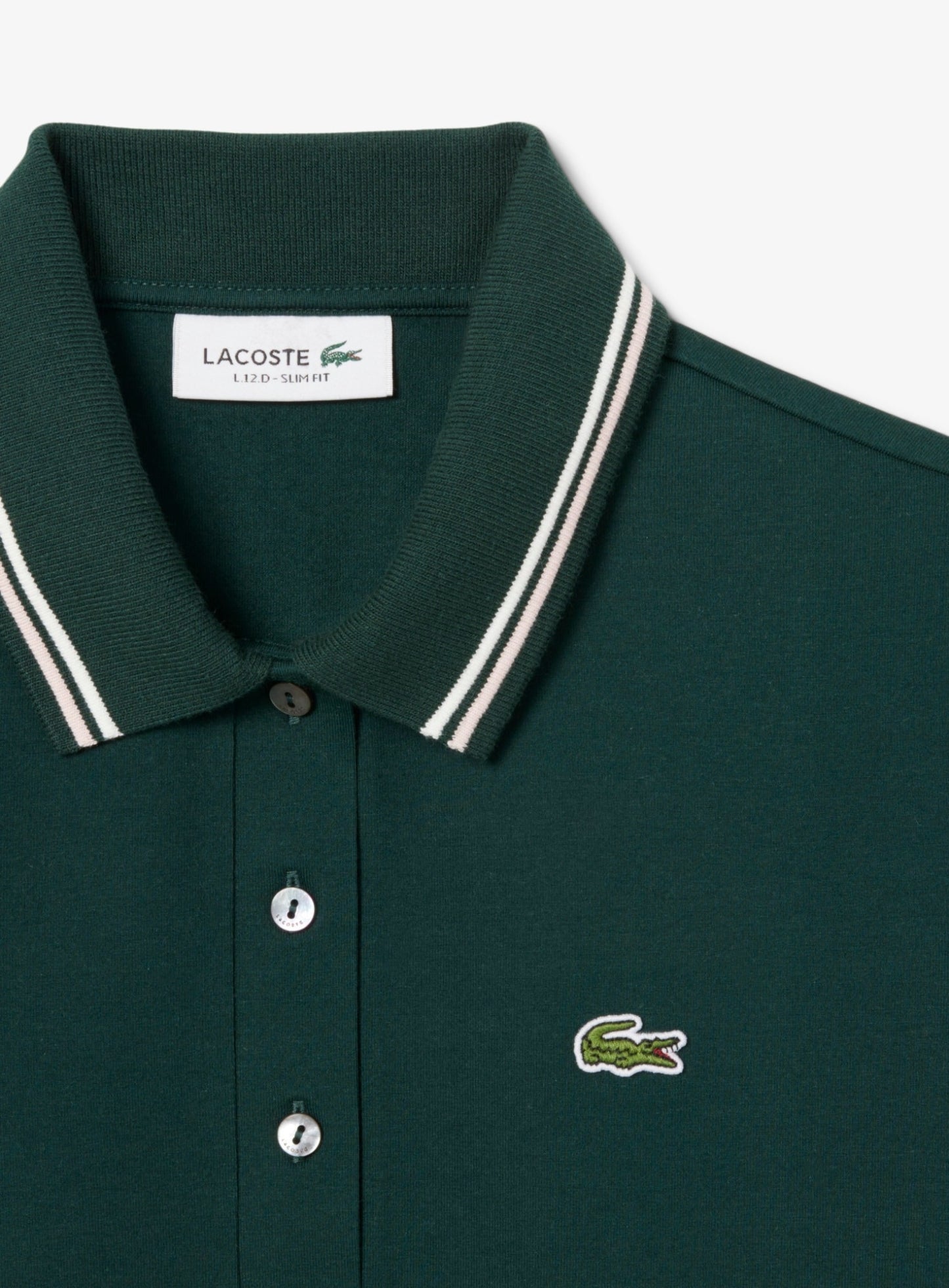 LACOSTE WOMEN L.12.D Slim Fit Trim Detail Polo Shirt Green