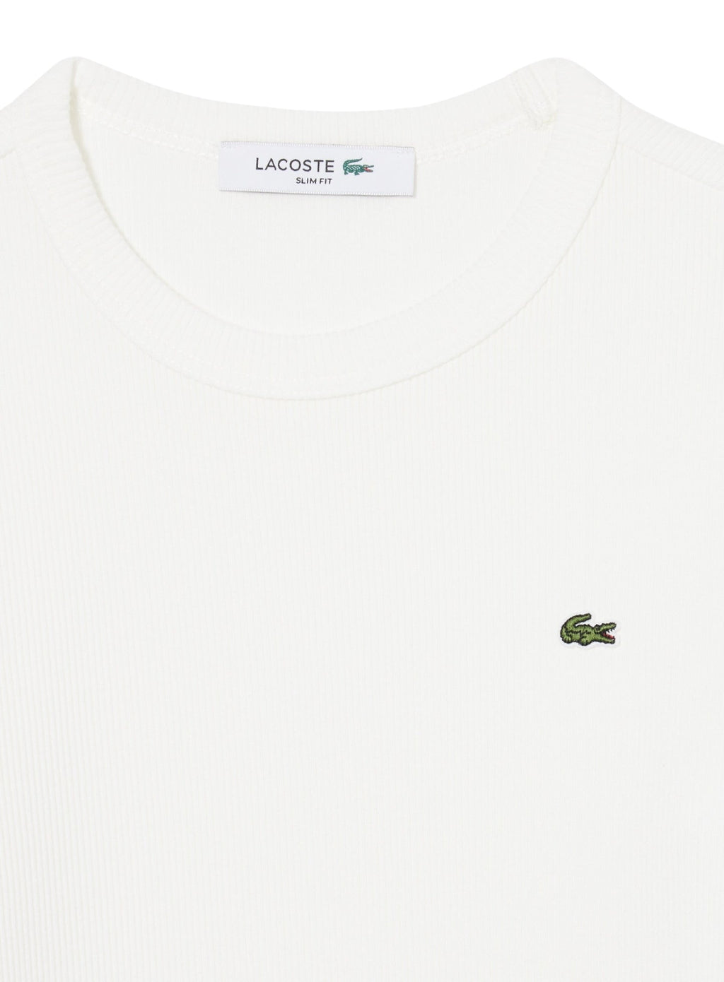 LACOSTE WOMEN Slim Fit Ribbed Cotton T-shirt White