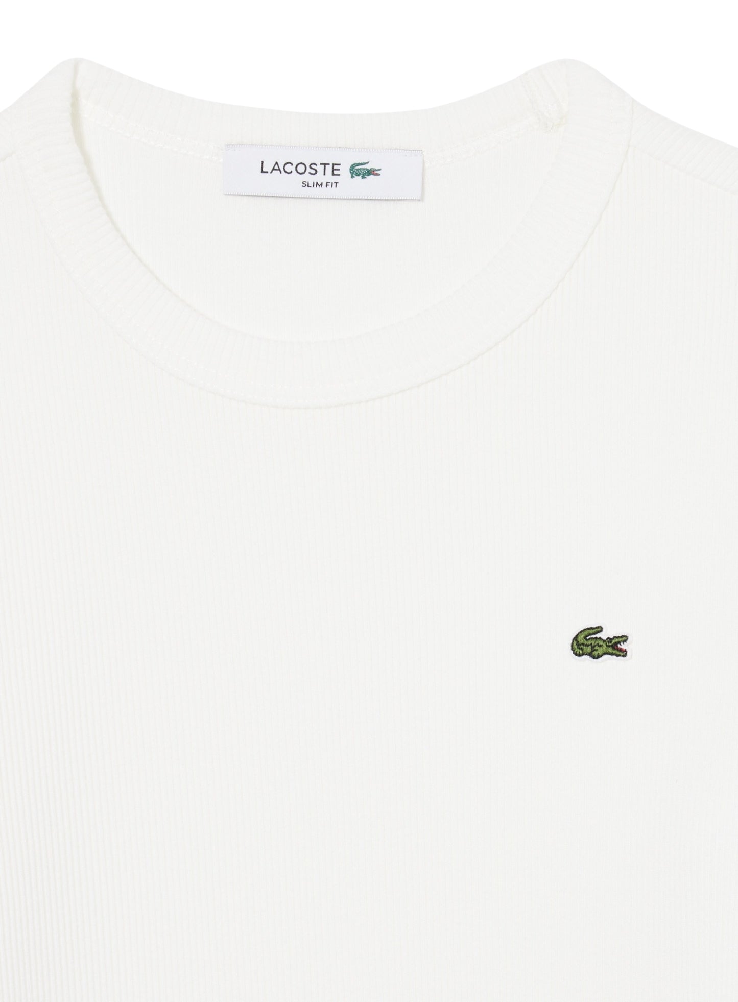 LACOSTE WOMEN Slim Fit Ribbed Cotton T-shirt White