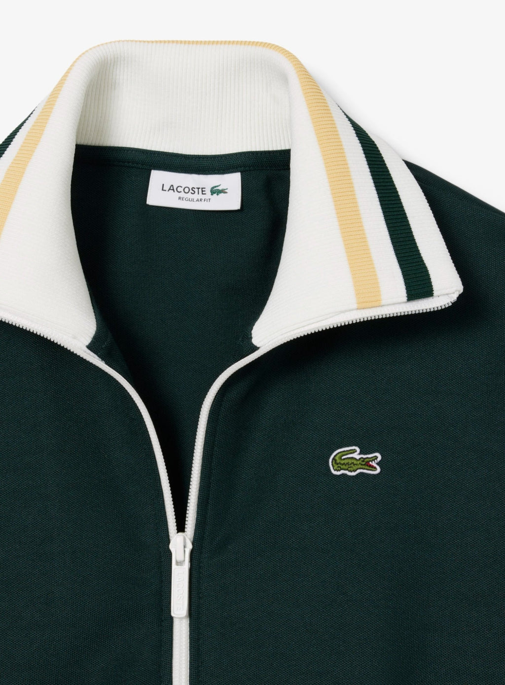 LACOSTE WOMEN Zipped Stripe Accent Sweatshirt Sinople Green