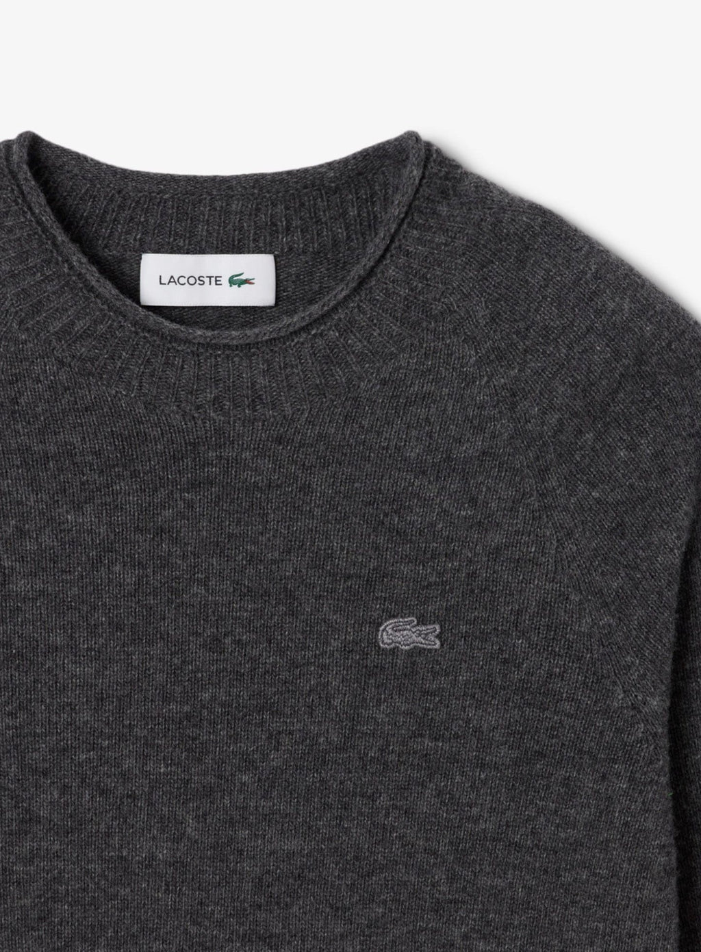 LACOSTE WOMEN 3D Knit Carded Wool Sweater Grey