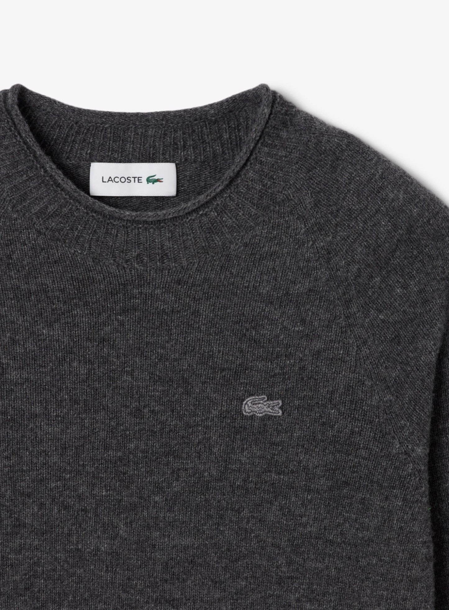 LACOSTE WOMEN 3D Knit Carded Wool Sweater Grey