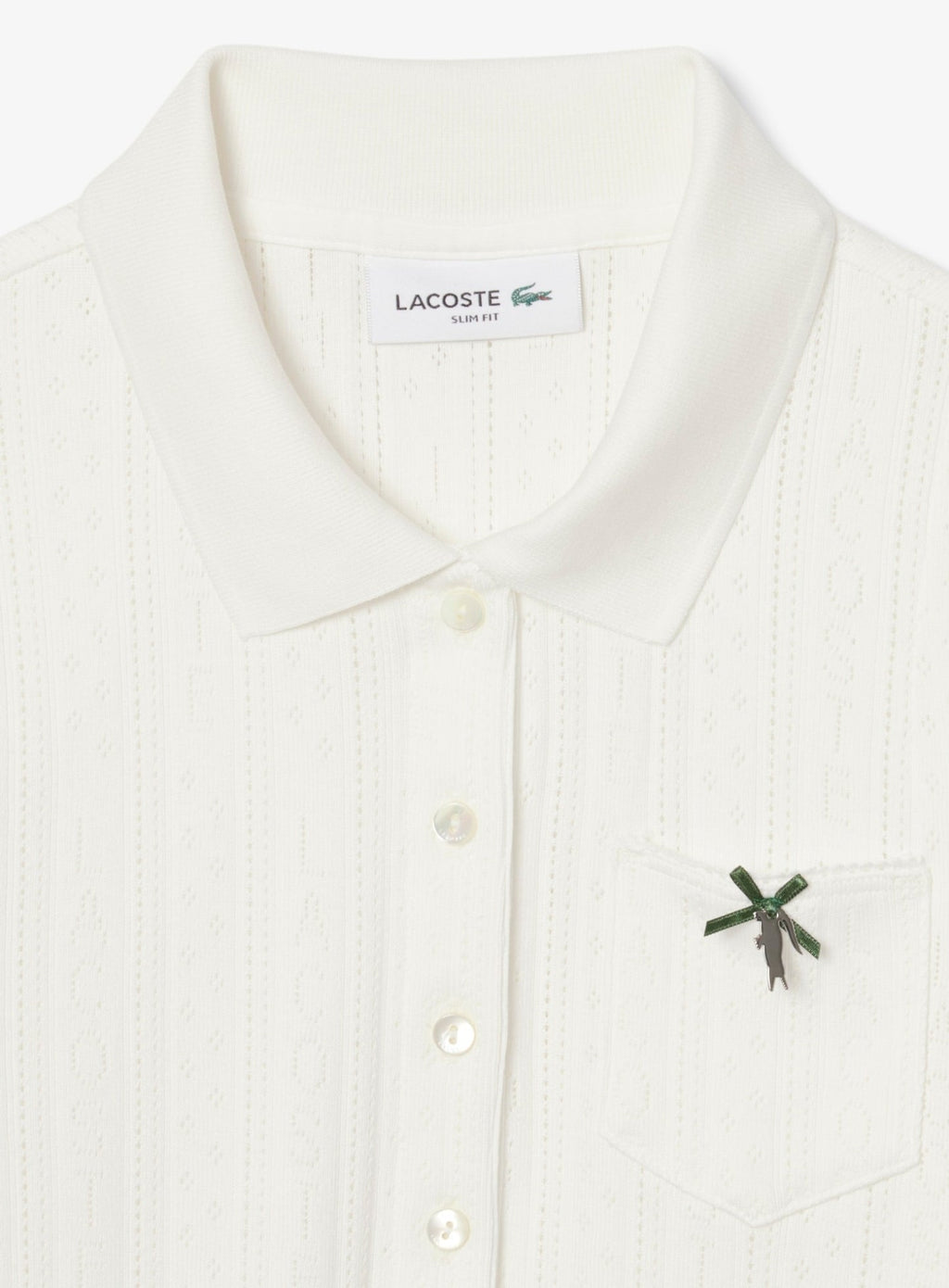 LACOSTE WOMEN Slim Fit Pointelle Branded L.12.D Polo Shirt White