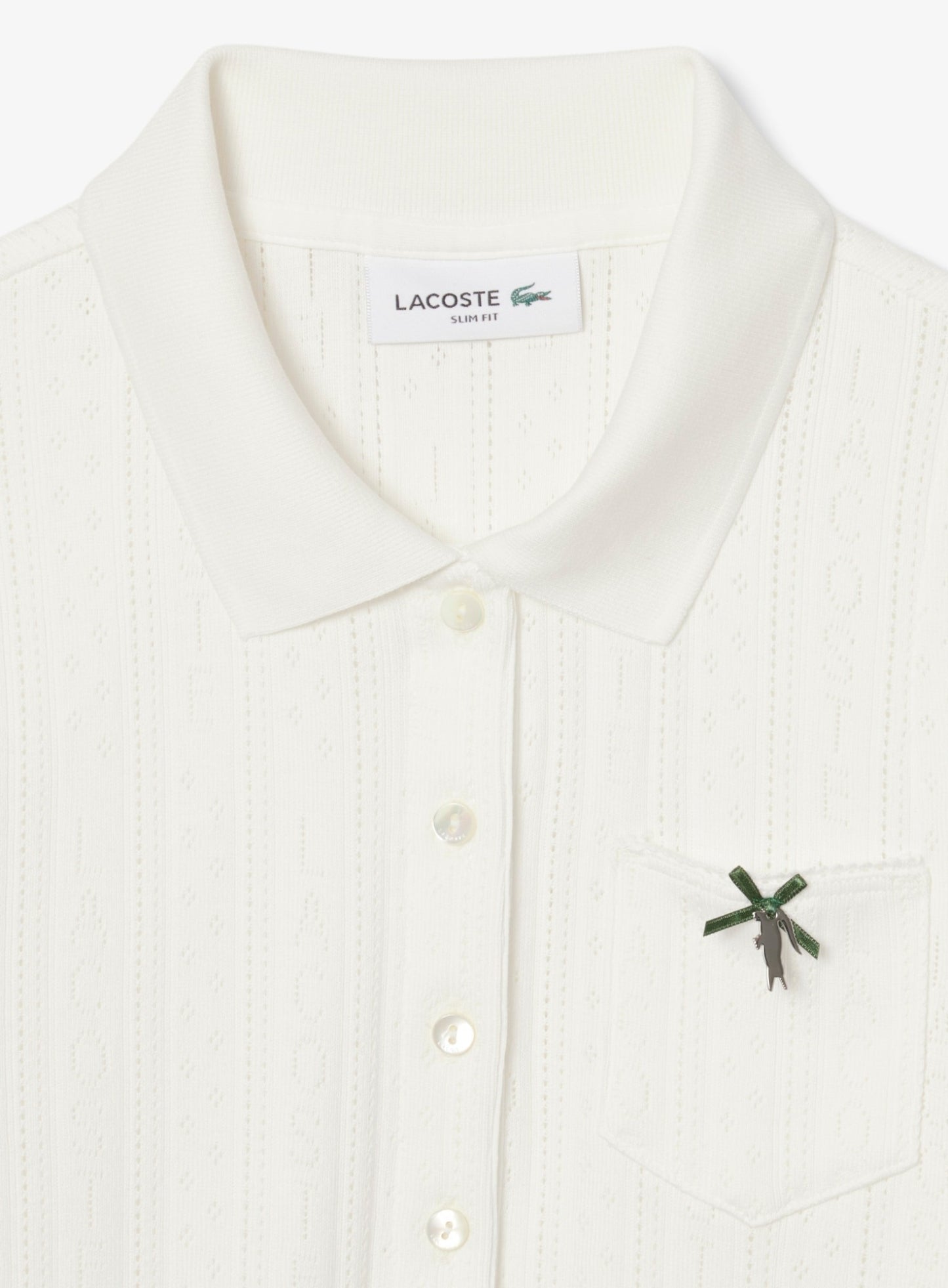 LACOSTE WOMEN Slim Fit Pointelle Branded L.12.D Polo Shirt White