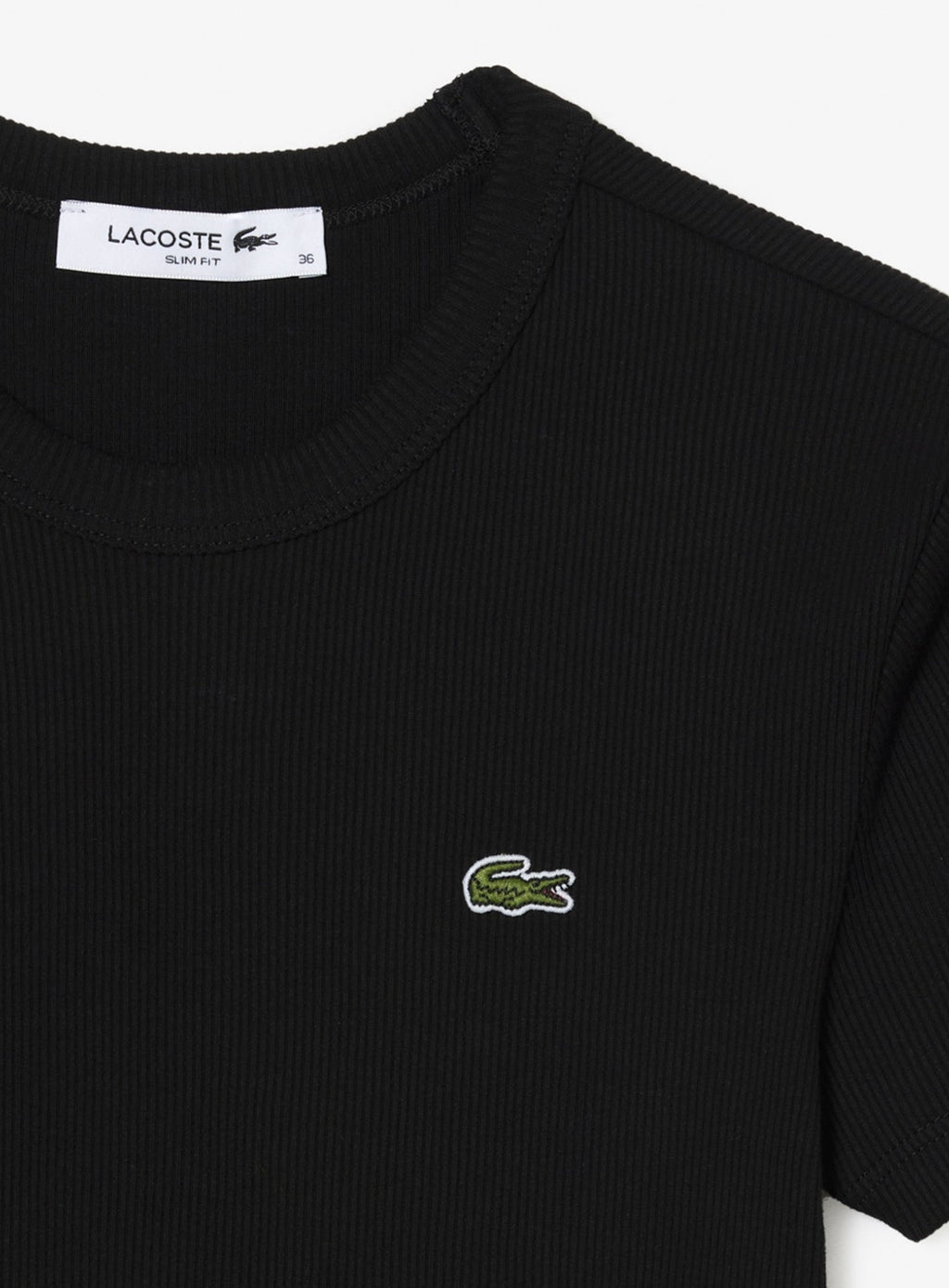 LACOSTE WOMEN Slim Fit Ribbed Cotton T-shirt Black