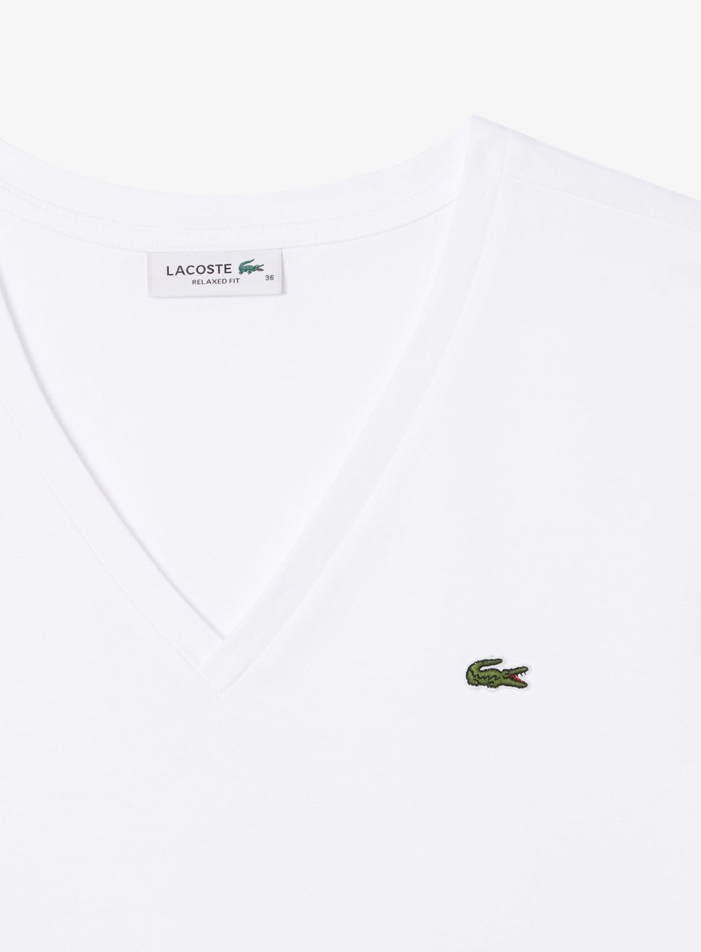 LACOSTE WOMEN Relaxed Fit Soft Cotton V Neck T-shirt White