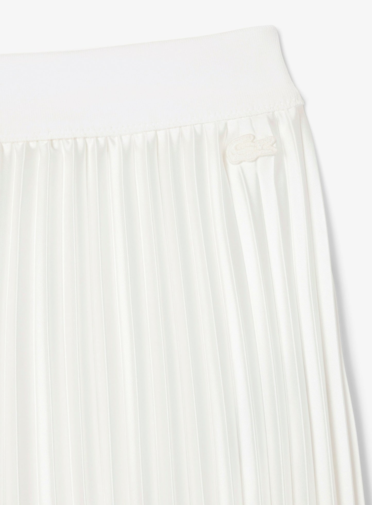 LACOSTE WOMEN Pleated Satin Midi Skirt White