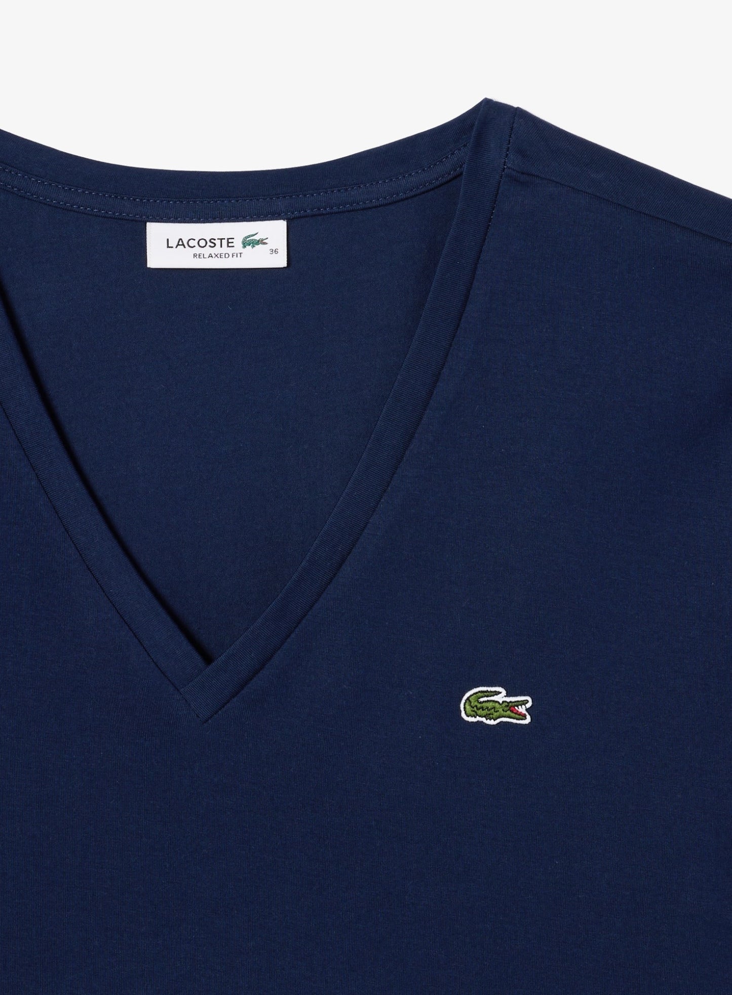 LACOSTE WOMEN Relaxed Fit Soft Cotton V Neck T-shirt Midnight Blue