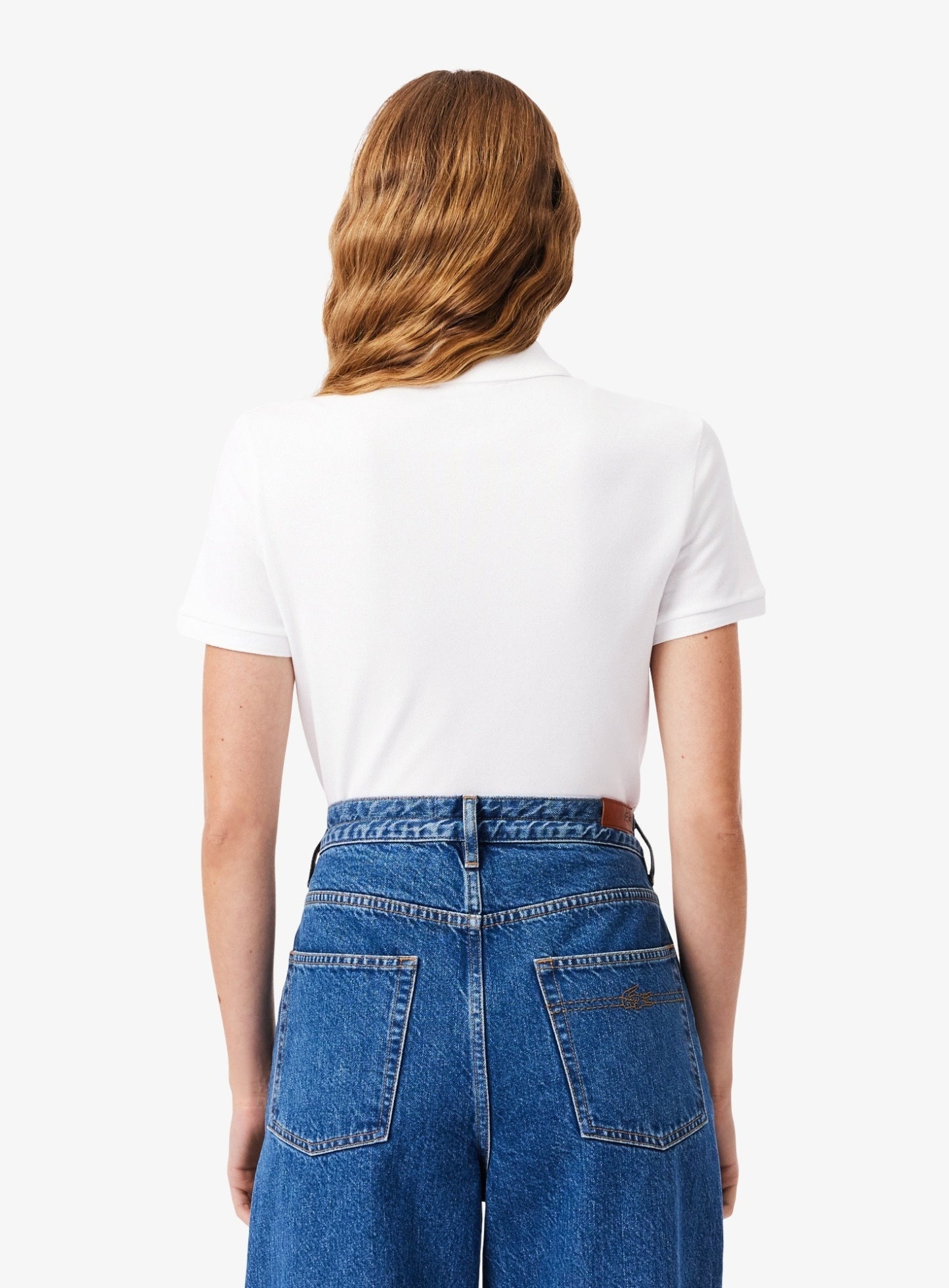 LACOSTE WOMEN L.12.D Slim Fit Stretch Piqué Polo Shirt White