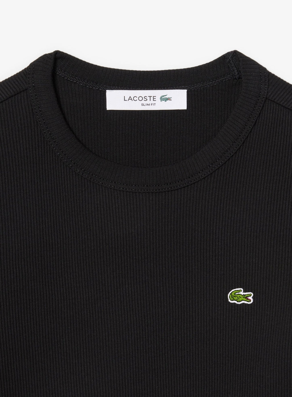 LACOSTE WOMEN Slim Fit Ribbed Cotton T-shirt Black
