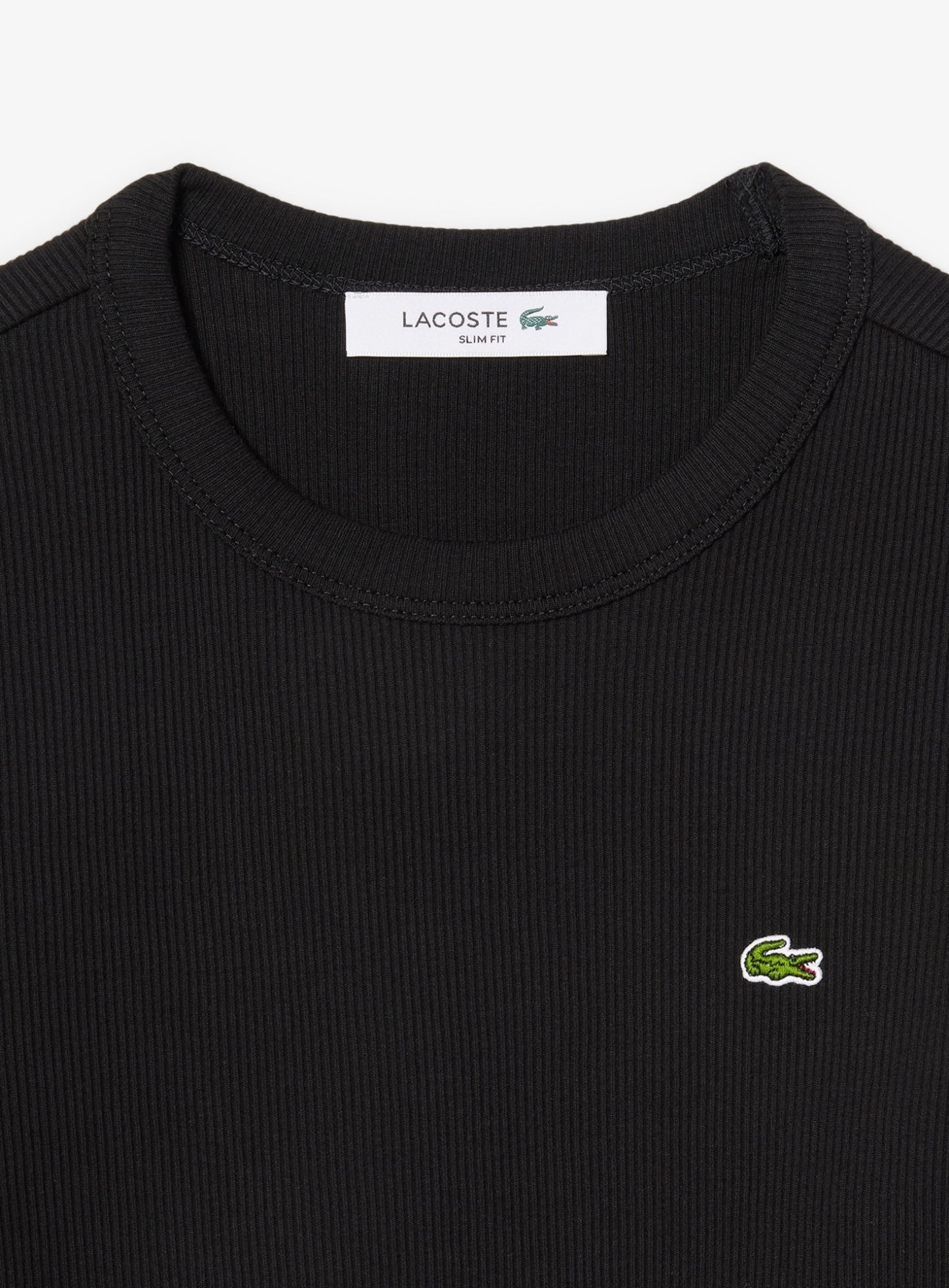 LACOSTE WOMEN Slim Fit Ribbed Cotton T-shirt Black