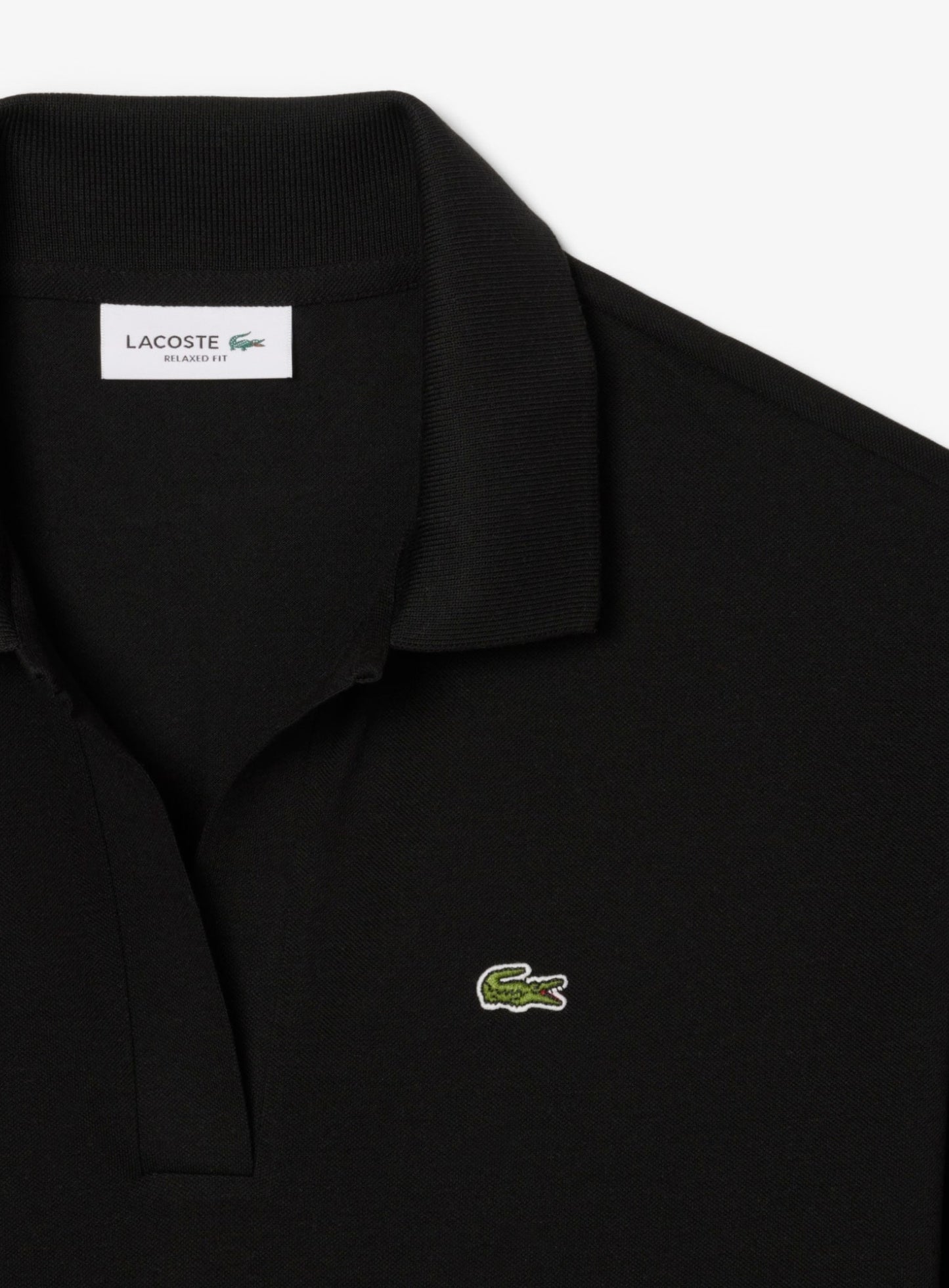LACOSTE WOMEN Relaxed Fit Fluid Piqué Polo Shirt Black