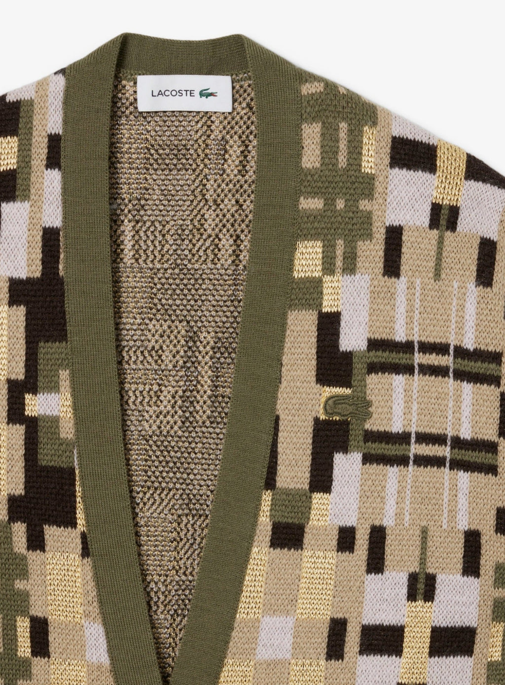 LACOSTE WOMEN Jacquard graphic long cardigan Khaki Beige