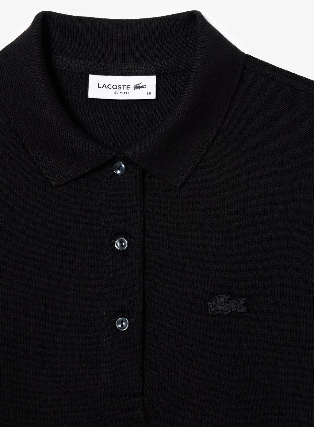 LACOSTE WOMEN Slim Fit L.12.D Three Quarter Sleeve Polo Shirt Black