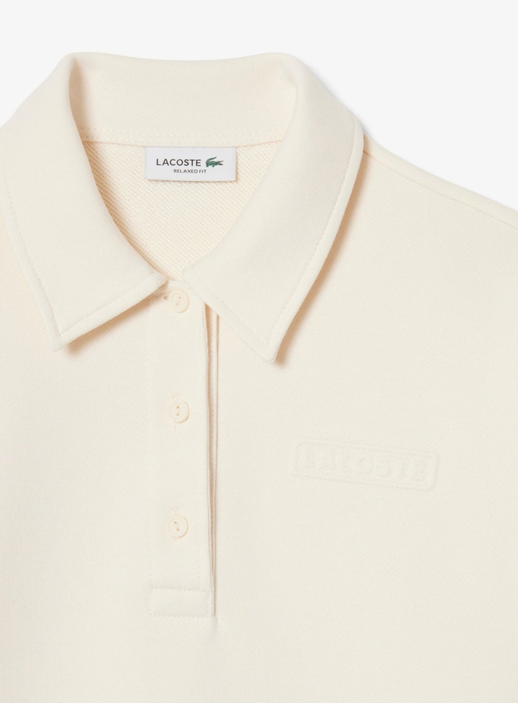 LACOSTE WOMEN Polo Collar Sweatshirt Ecru White
