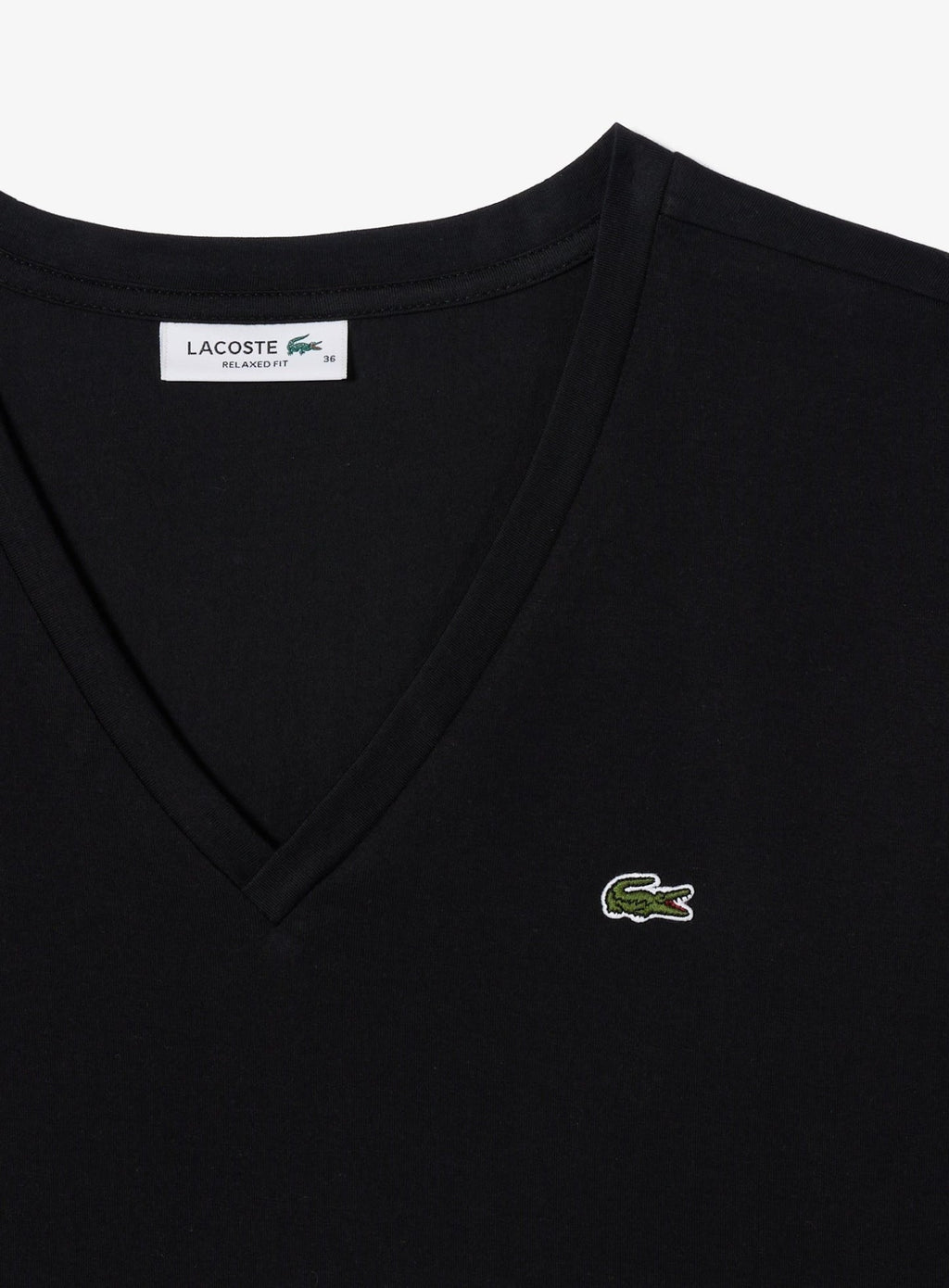 LACOSTE WOMEN Relaxed Fit Soft Cotton V Neck T-shirt Black