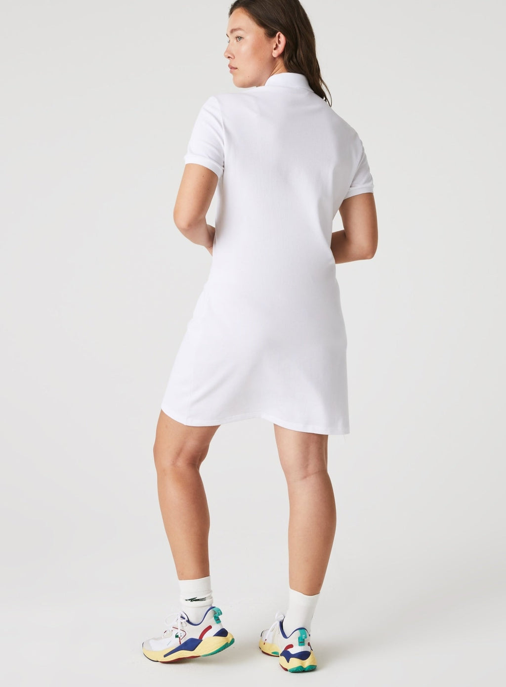 LACOSTE WOMEN Slim Fit Stretch Piqué Polo Dress White