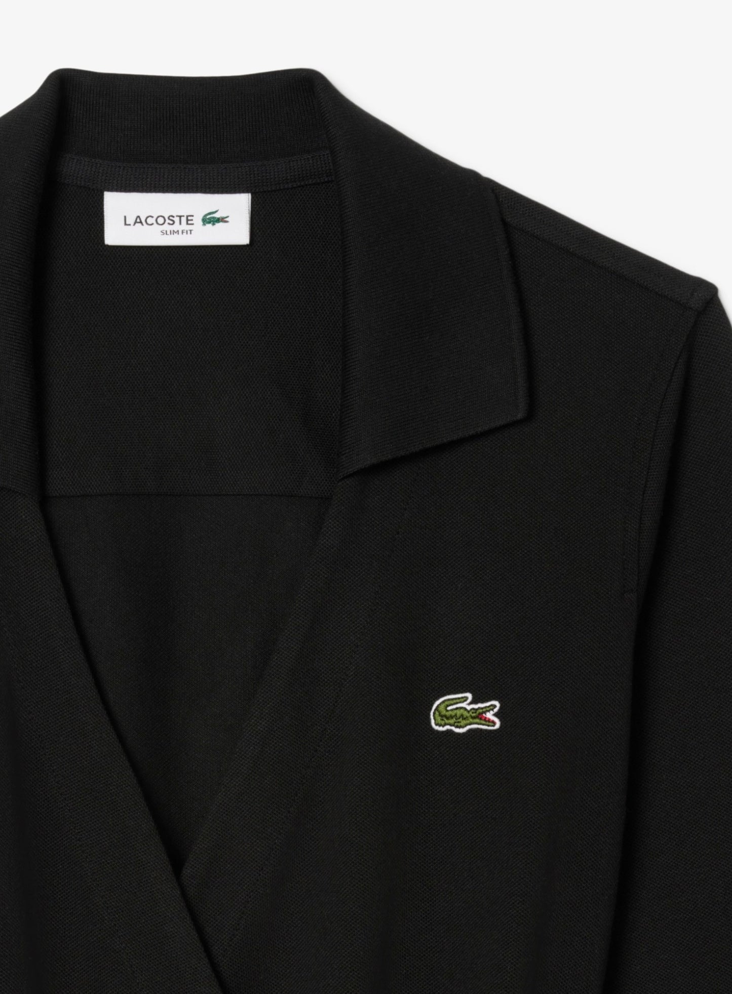 LACOSTE WOMEN Stretch Mini Piqué Wrap Polo Dress Black