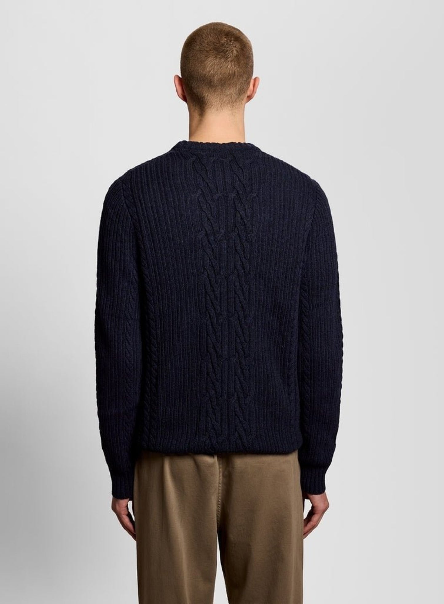 LYLE & SCOTT Ribbed Cable Knit Jumper Dark Navy Marl