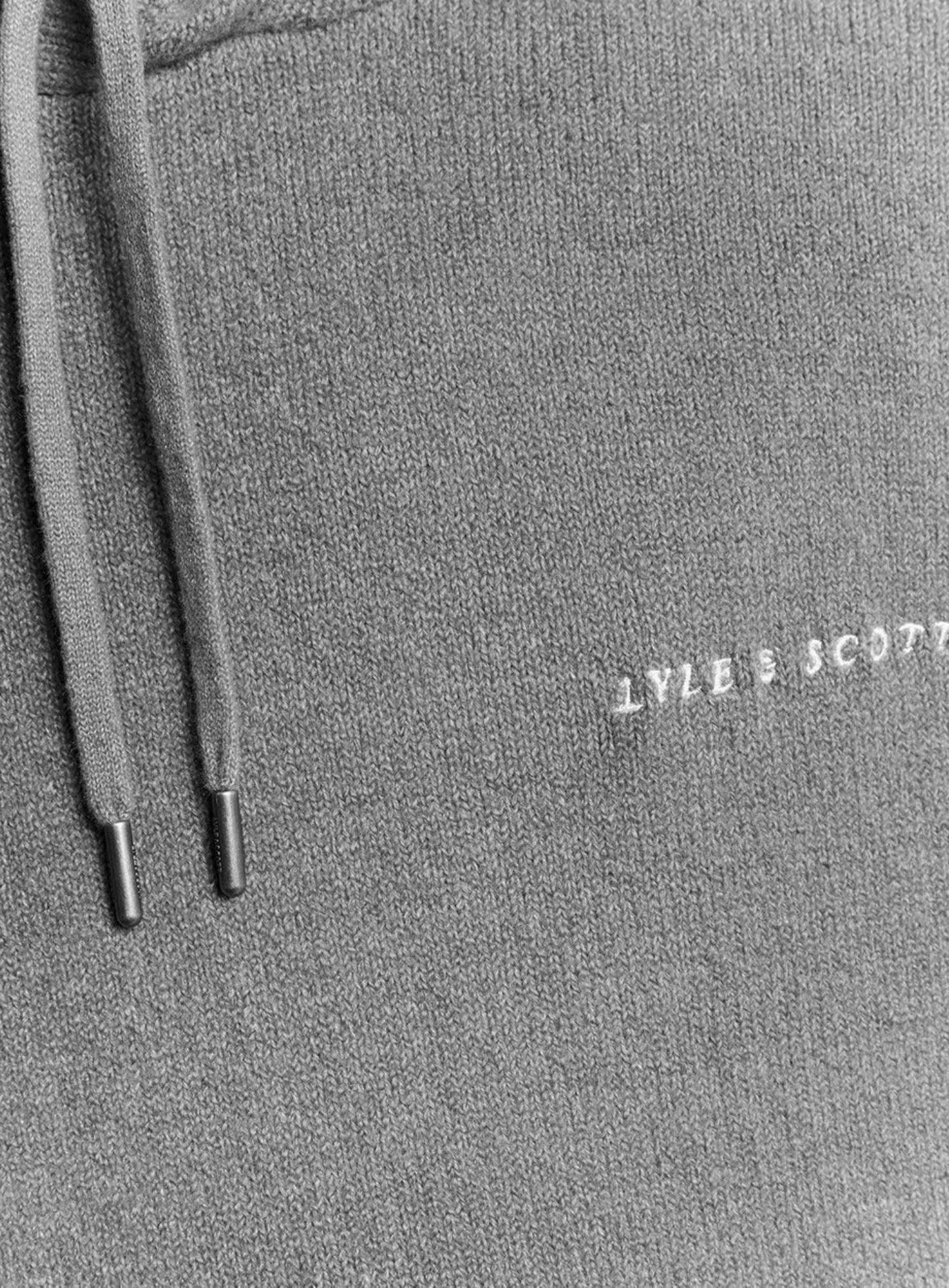 LYLE & SCOTT Script Knitted Hoodie Mid Grey Marl