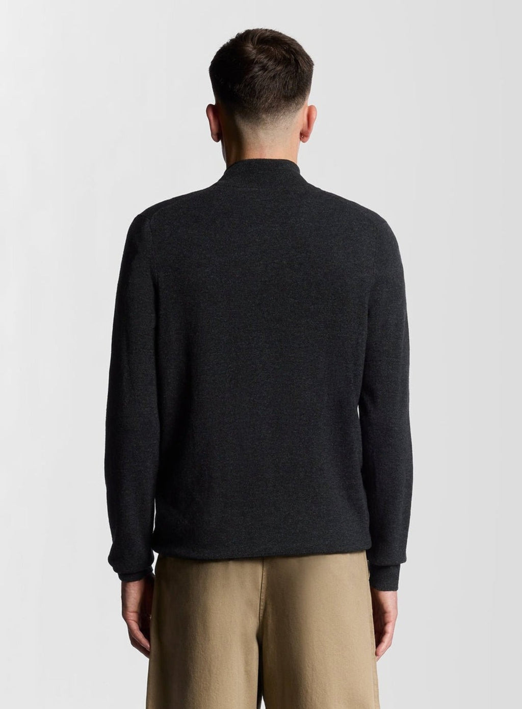 LYLE & SCOTT Lambswool Blend Quarter Zip Jumper Jet Black Marl
