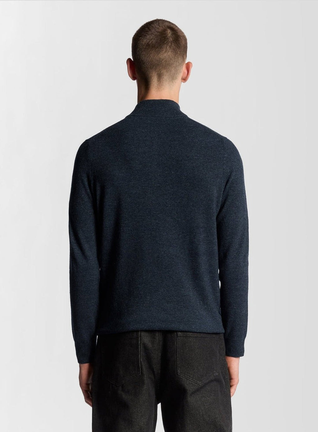 LYLE & SCOTT Lambswool Blend Quarter Zip Jumper Dark Navy Marl