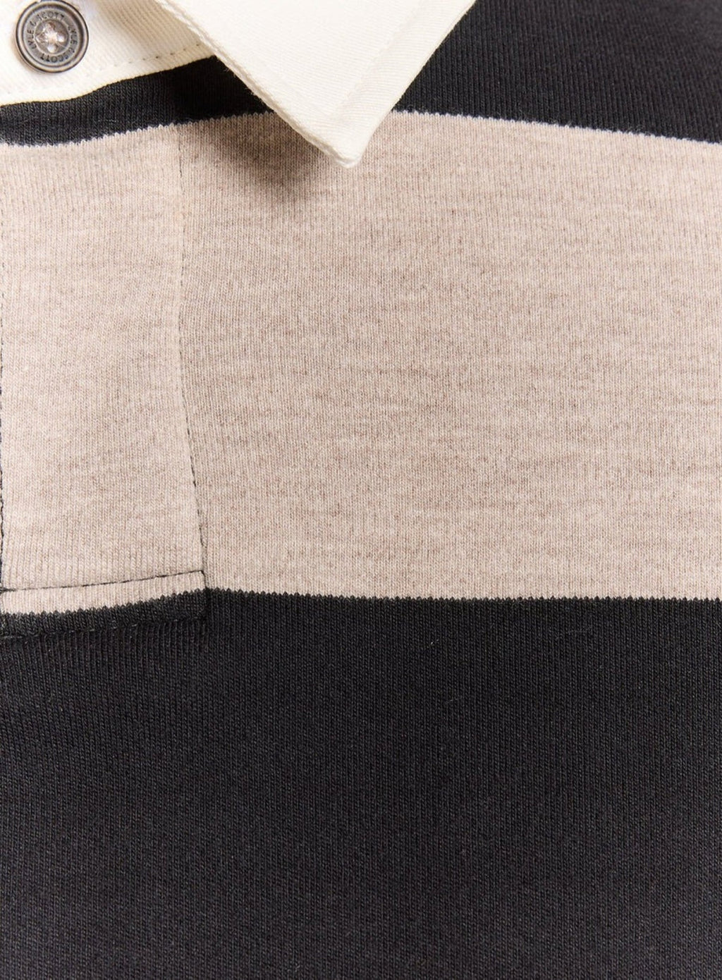 LYLE & SCOTT Striped Rugby Polo Shirt Jet Black/ White Heather