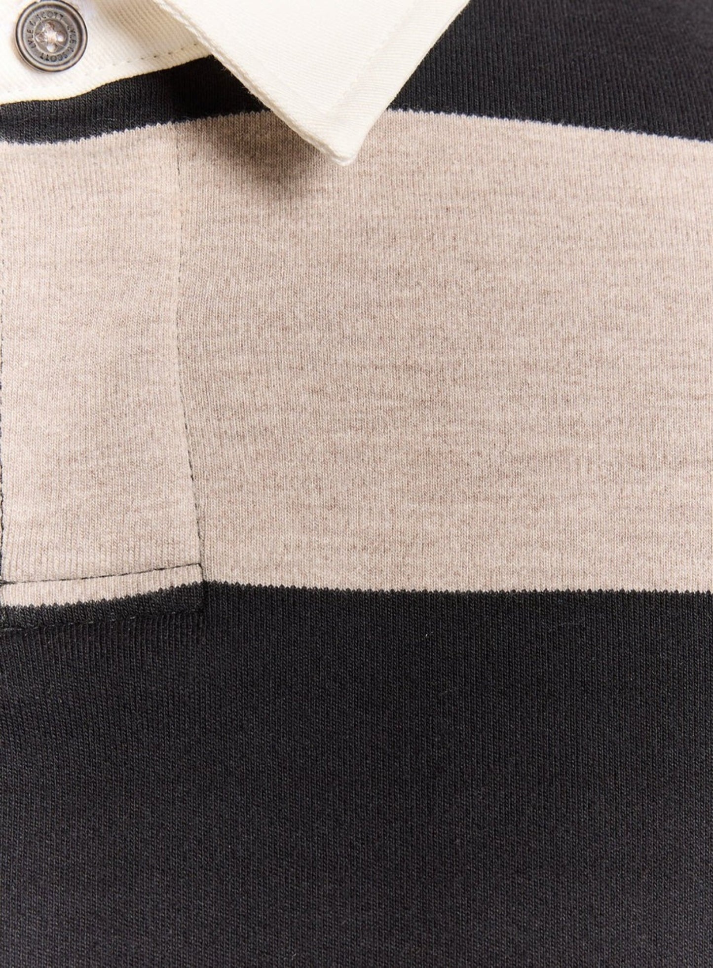 LYLE & SCOTT Striped Rugby Polo Shirt Jet Black/ White Heather