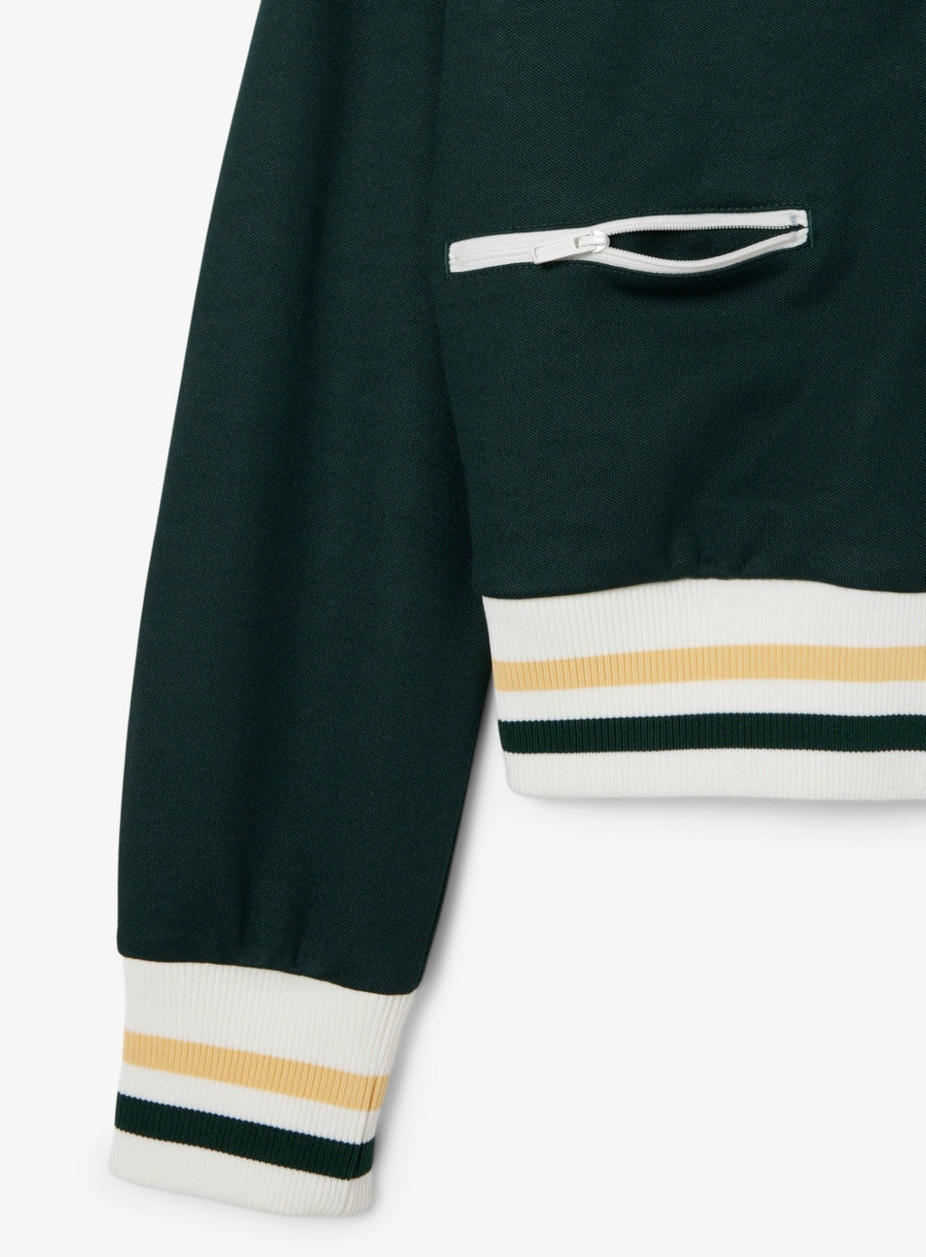 LACOSTE WOMEN Zipped Stripe Accent Sweatshirt Sinople Green