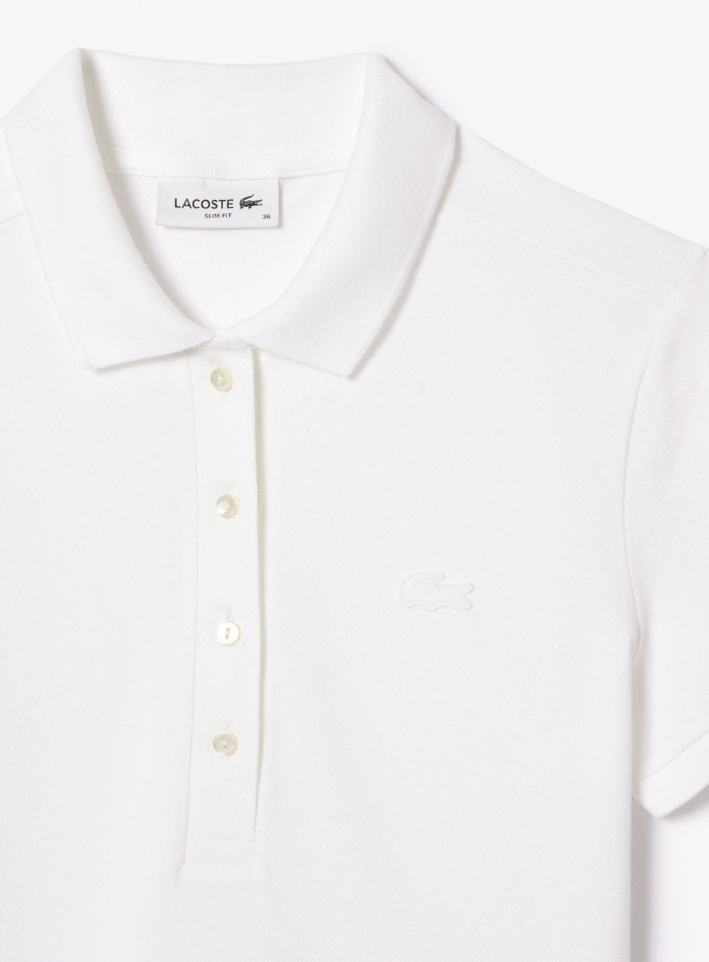 LACOSTE WOMEN L.12.D Slim Fit Stretch Piqué Polo Shirt White