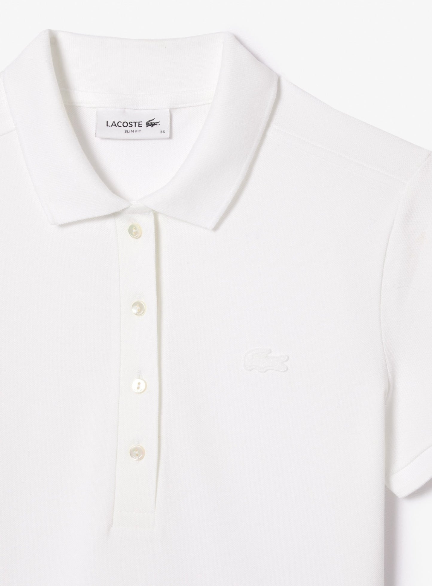 LACOSTE WOMEN L.12.D Slim Fit Stretch Piqué Polo Shirt White