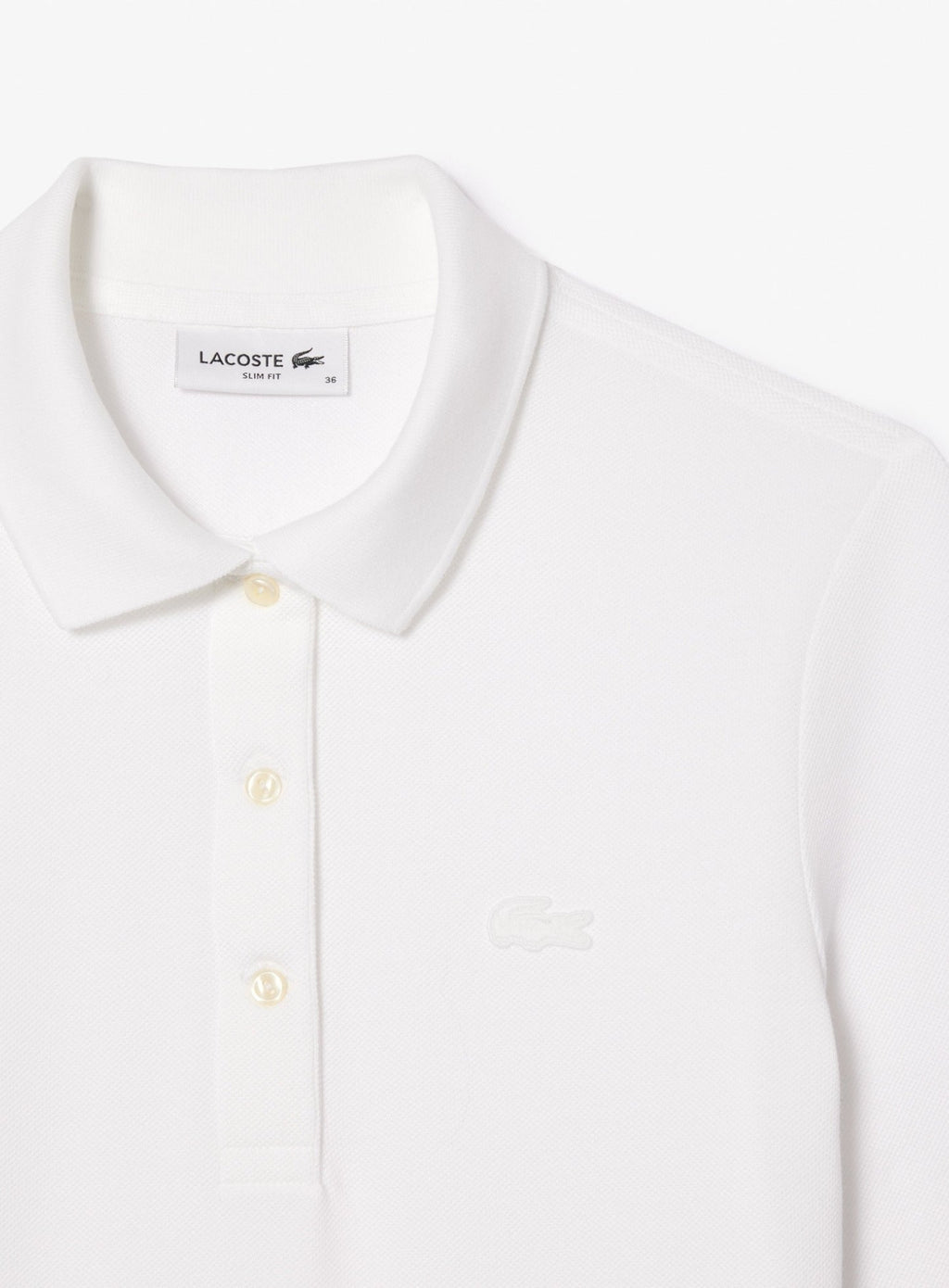 LACOSTE WOMEN Slim Fit L.12.D Three Quarter Sleeve Polo Shirt White