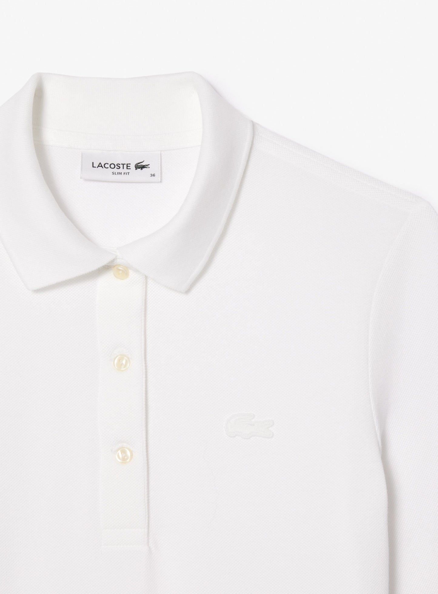LACOSTE WOMEN Slim Fit L.12.D Three Quarter Sleeve Polo Shirt White