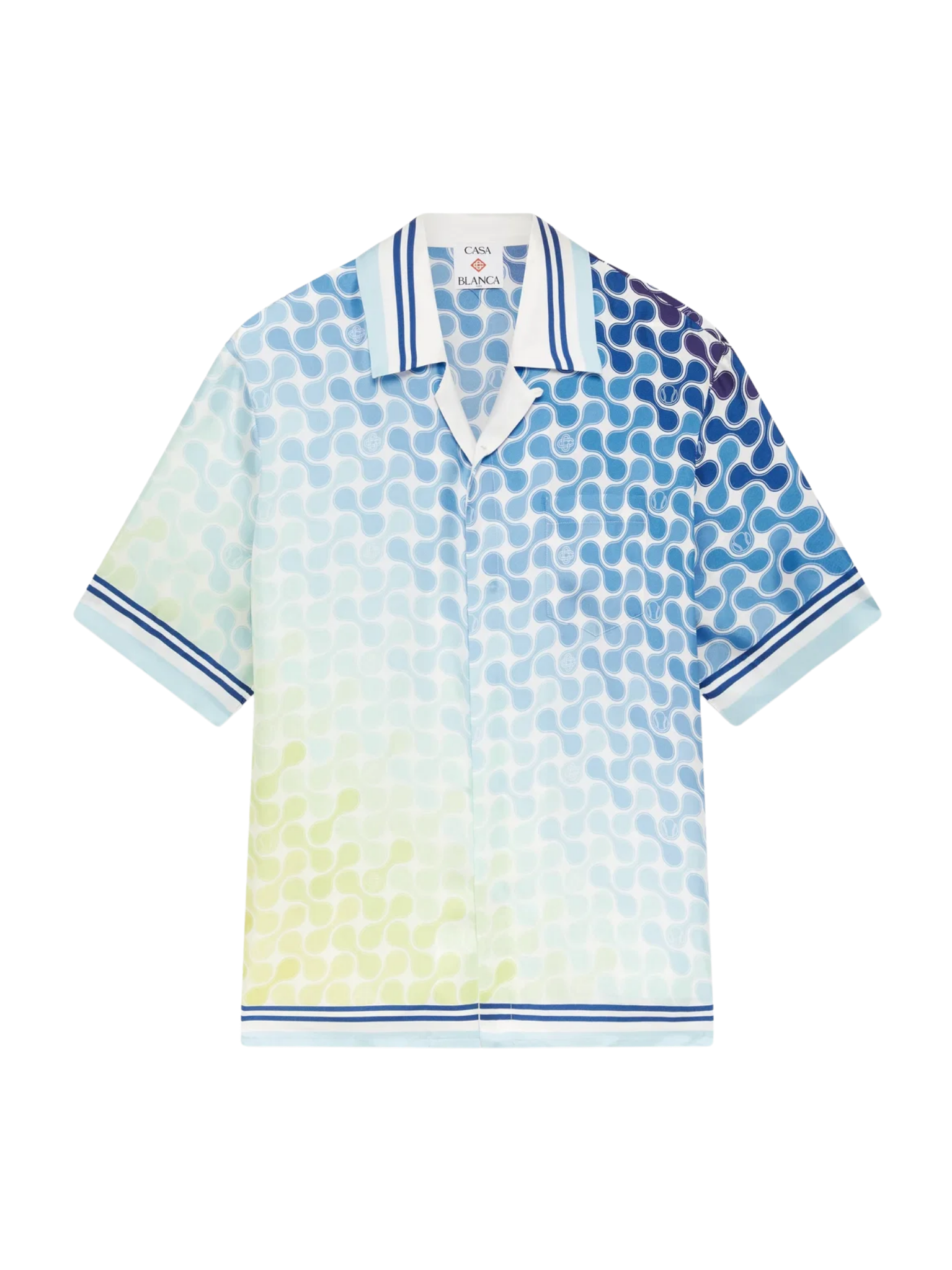 CASABLANCA Gradient Tennis Tile Short Sleeve Silk Shirt Multicolour