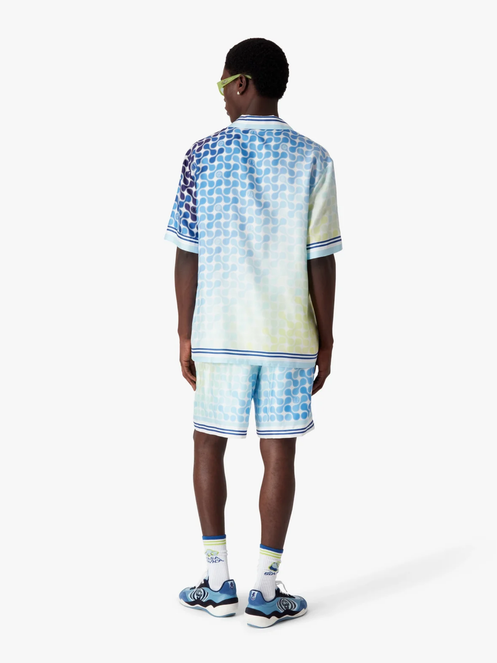 CASABLANCA Gradient Tennis Tile Short Sleeve Silk Shirt Multicolour