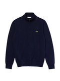 LACOSTE Zipped High Neck Cotton Sweater Midnight Blue