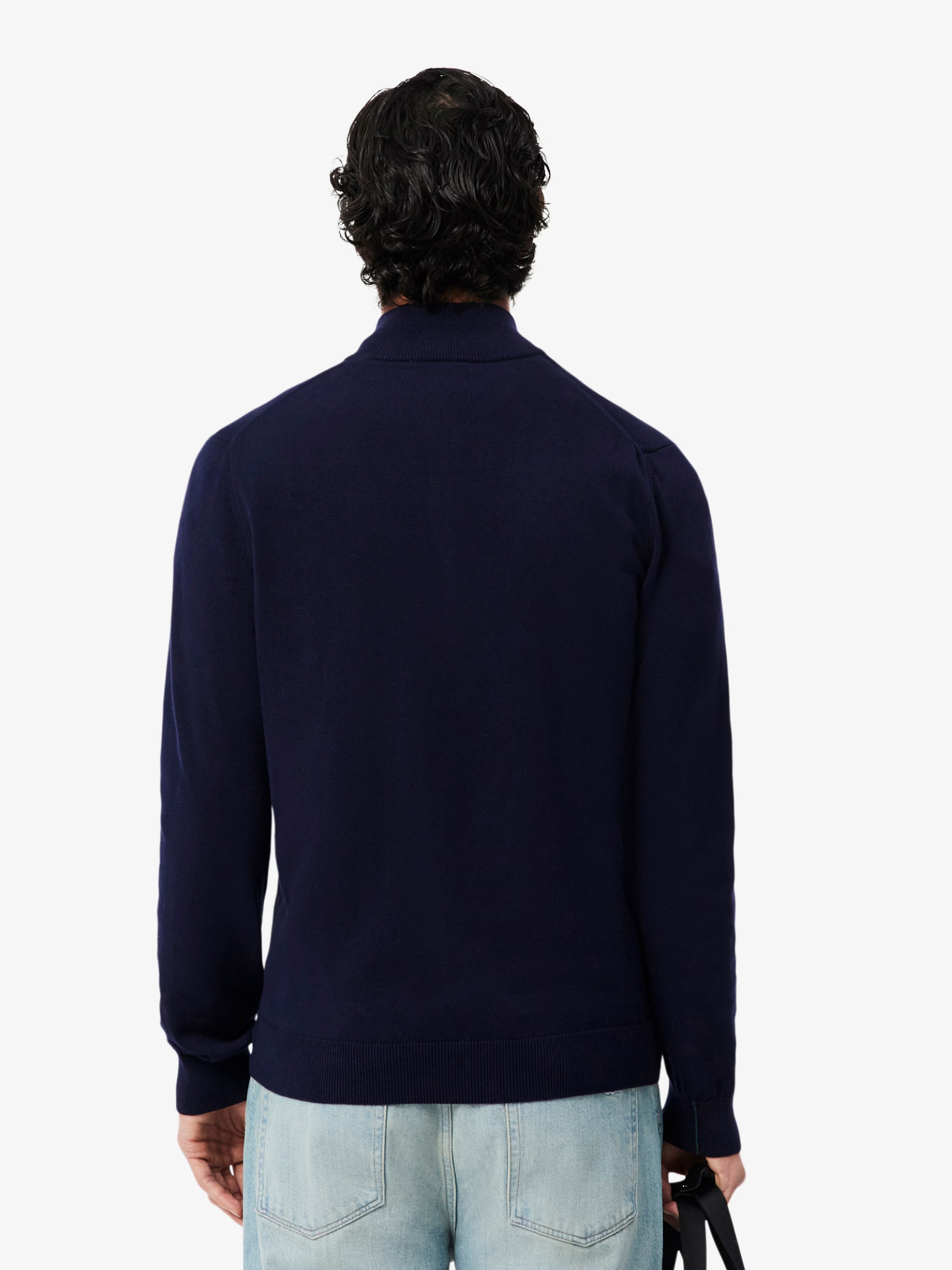 LACOSTE Zipped High Neck Cotton Sweater Midnight Blue