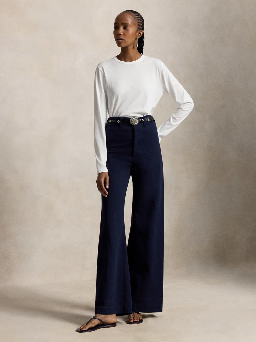RALPH LAUREN WOMEN Shrunken Fit Jersey Long-Sleeve Tee White