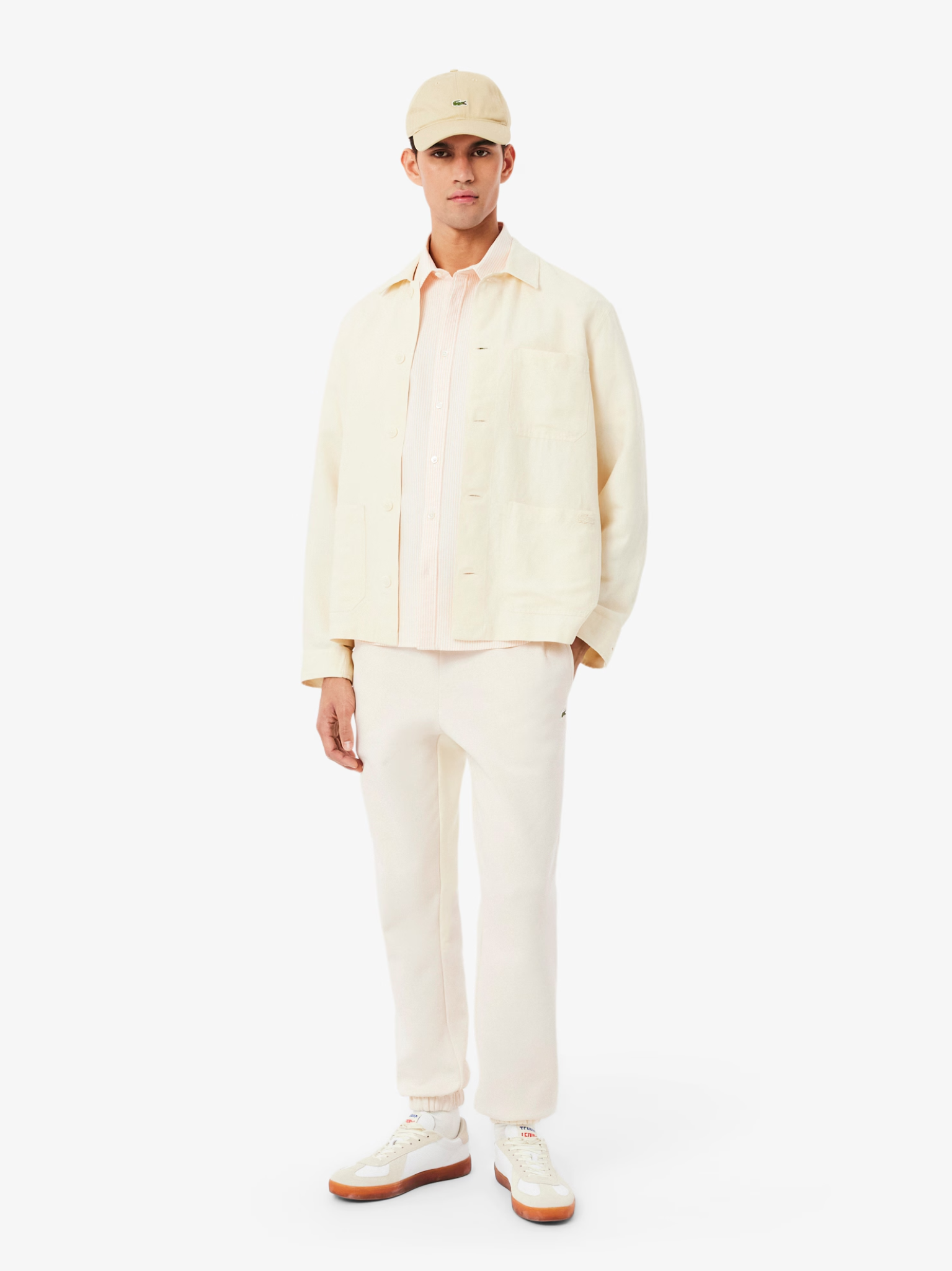 LACOSTE Regular Fit Sweatpants Ecru White