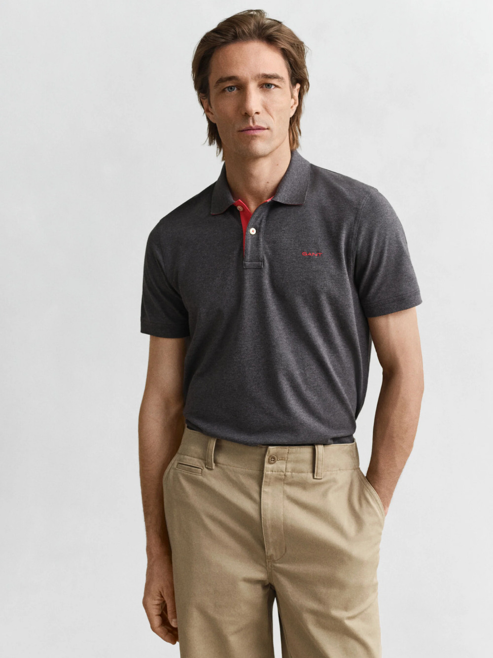 GANT Contrast Piqué Polo Shirt Antracit Melange