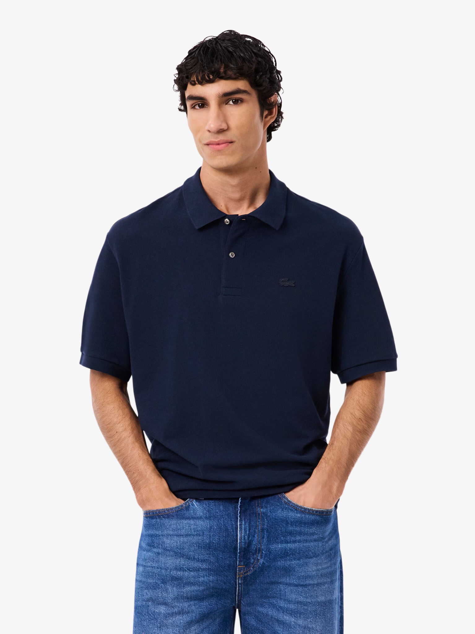 LACOSTE Loose Fit Heavy Piqué Polo Shirt Midnight Blue