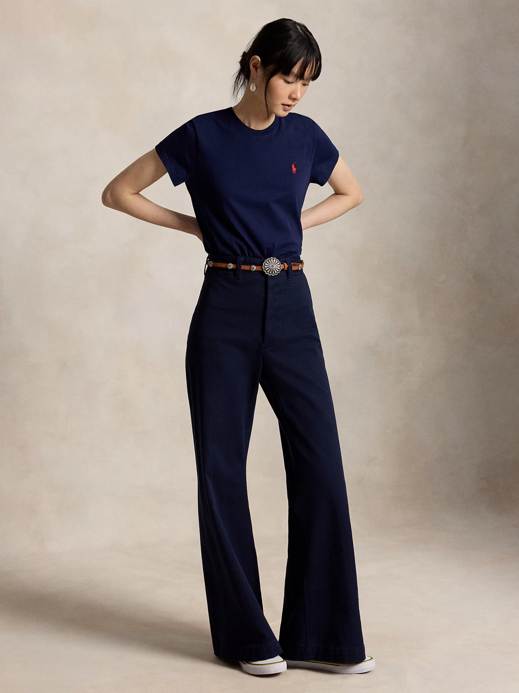 RALPH LAUREN WOMEN Classic Fit Cotton Jersey Crewneck Tee Cruise Navy